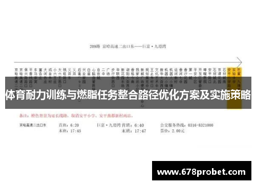 体育耐力训练与燃脂任务整合路径优化方案及实施策略